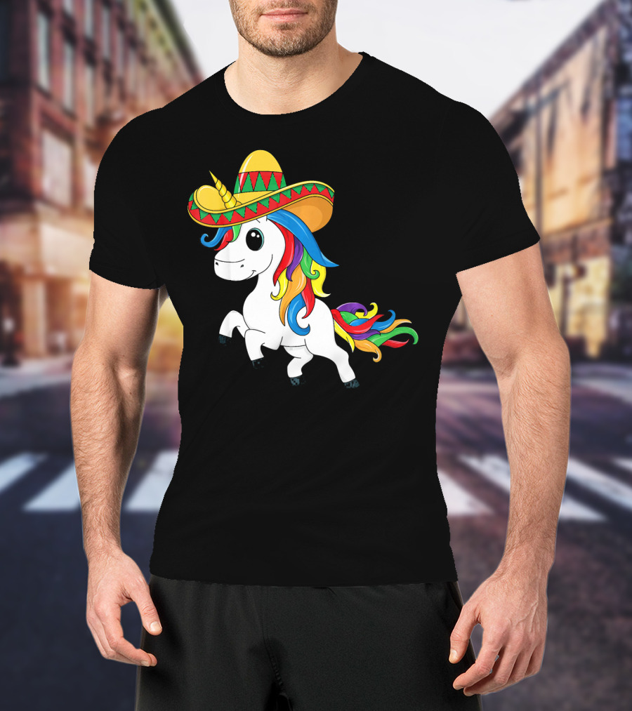 Cinco De Mayo Unicorn Sombrero Rainbow Kids Girls T-Shirt