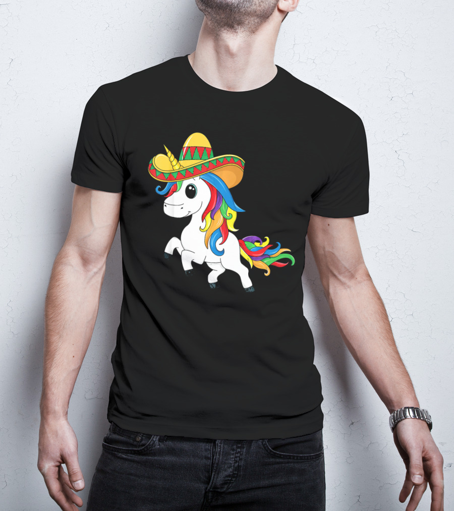 Cinco De Mayo Unicorn Sombrero Rainbow Kids Girls T-Shirt