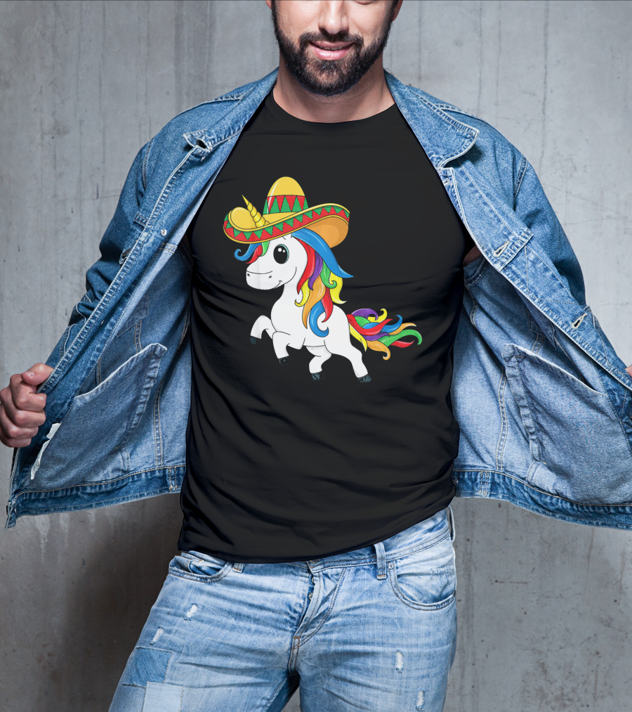 Cinco De Mayo Unicorn Sombrero Rainbow Kids Girls T-Shirt