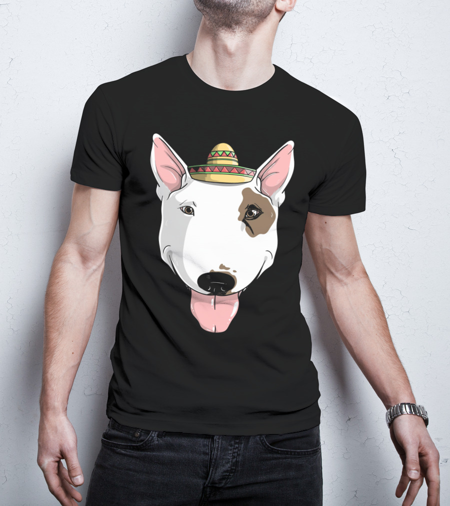 Bull Terrier Dog Sombrero Fiesta Cinco De Mayo T-Shirt