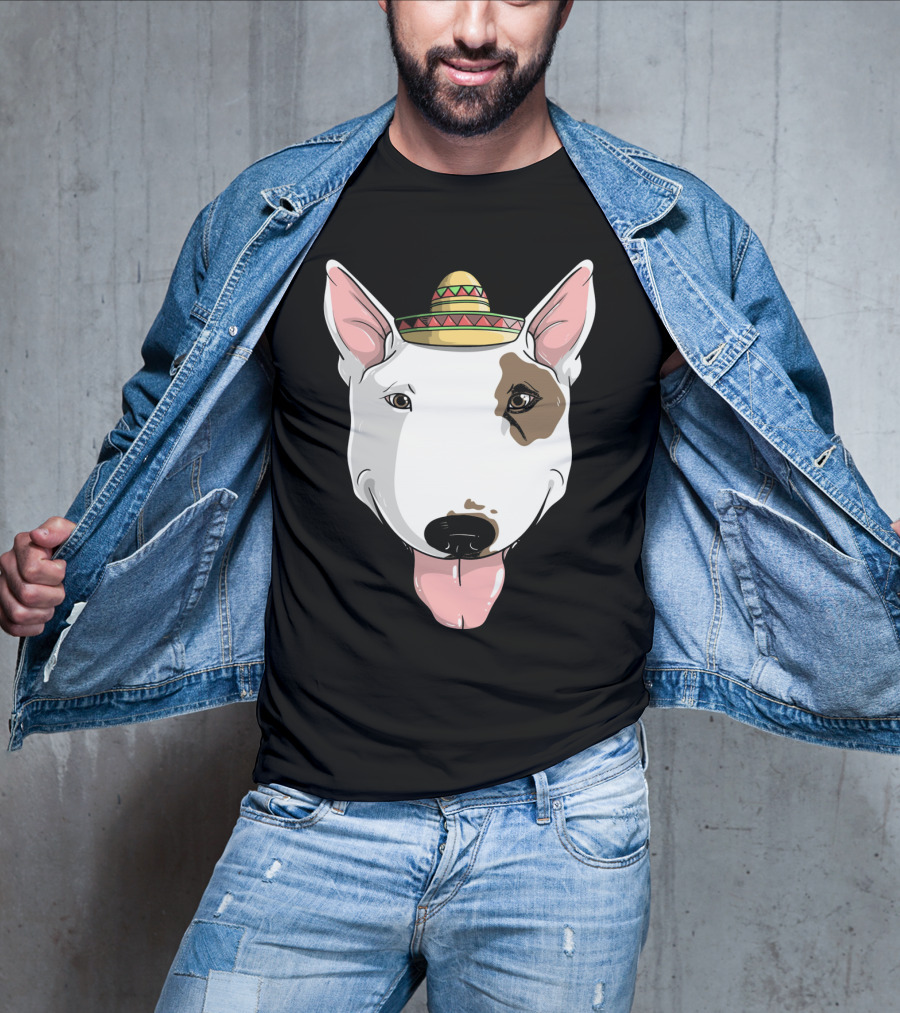 Bull Terrier Dog Sombrero Fiesta Cinco De Mayo T-Shirt