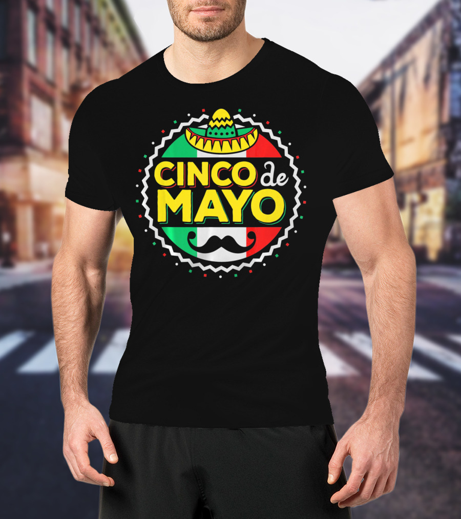 Cinco De Mayo Mexican Sombrero Mustache T-Shirt