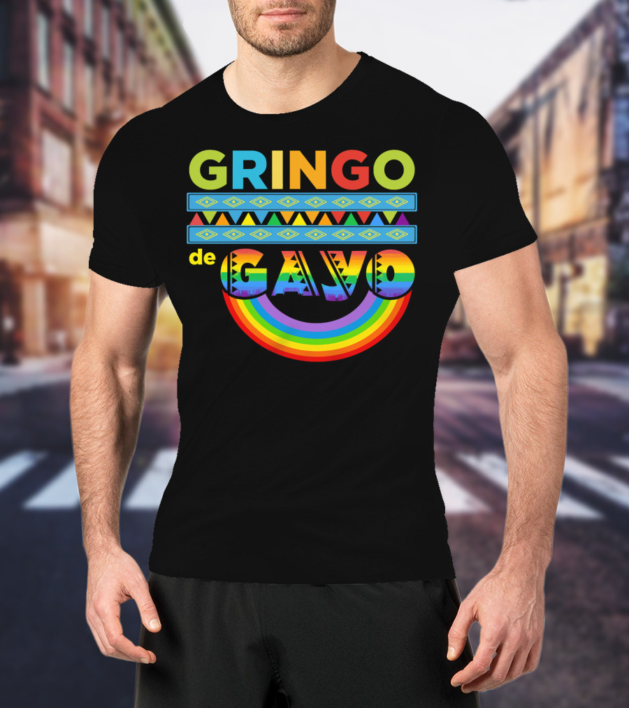 Mens Gay Gringo De Gayo Funny Cinco De Mayo LGB Rainbow T-Shirt