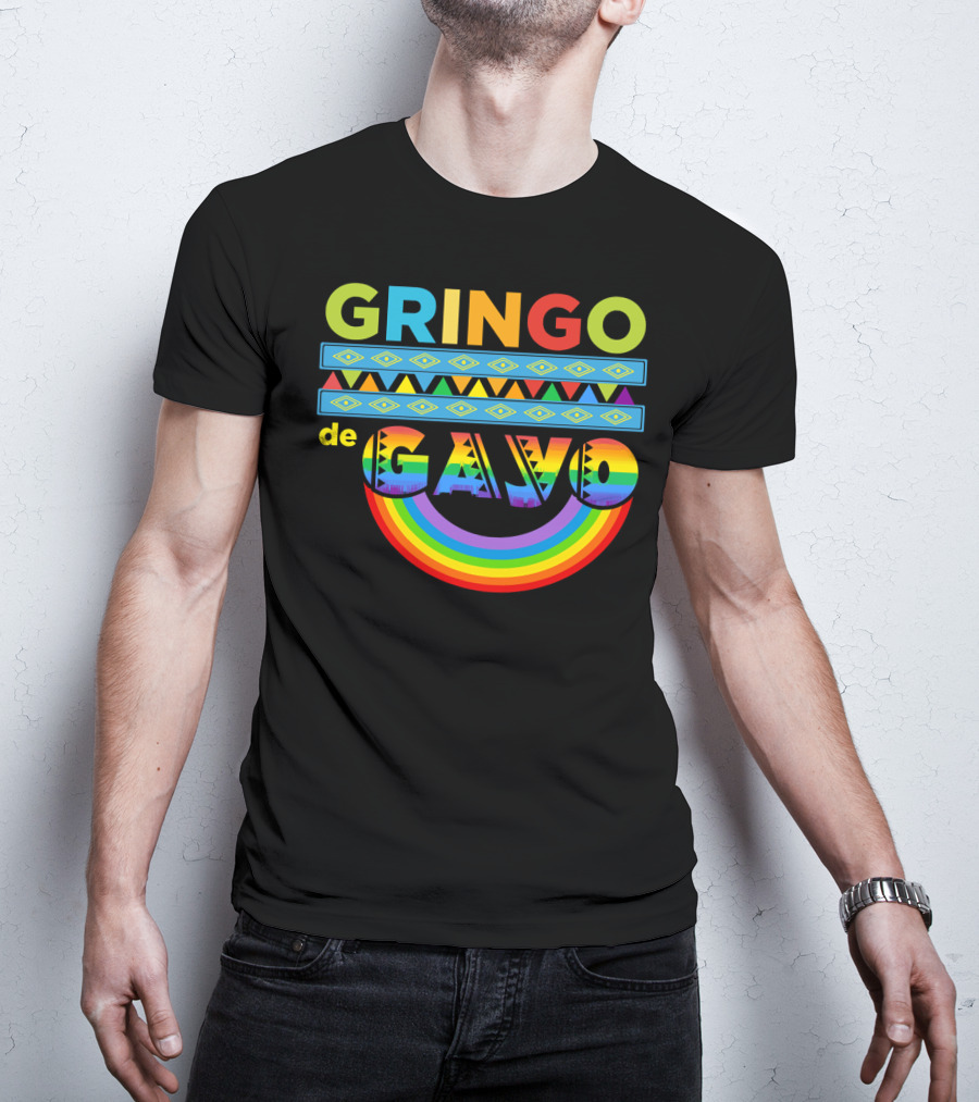Mens Gay Gringo De Gayo Funny Cinco De Mayo LGB Rainbow T-Shirt