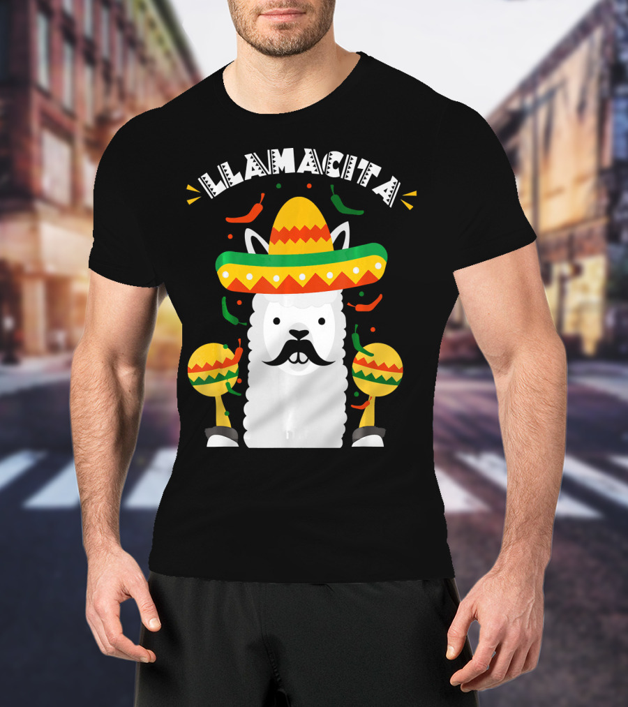 Llamacita Cinco De Mayo Party Llama Sombrero Maracas T-Shirt