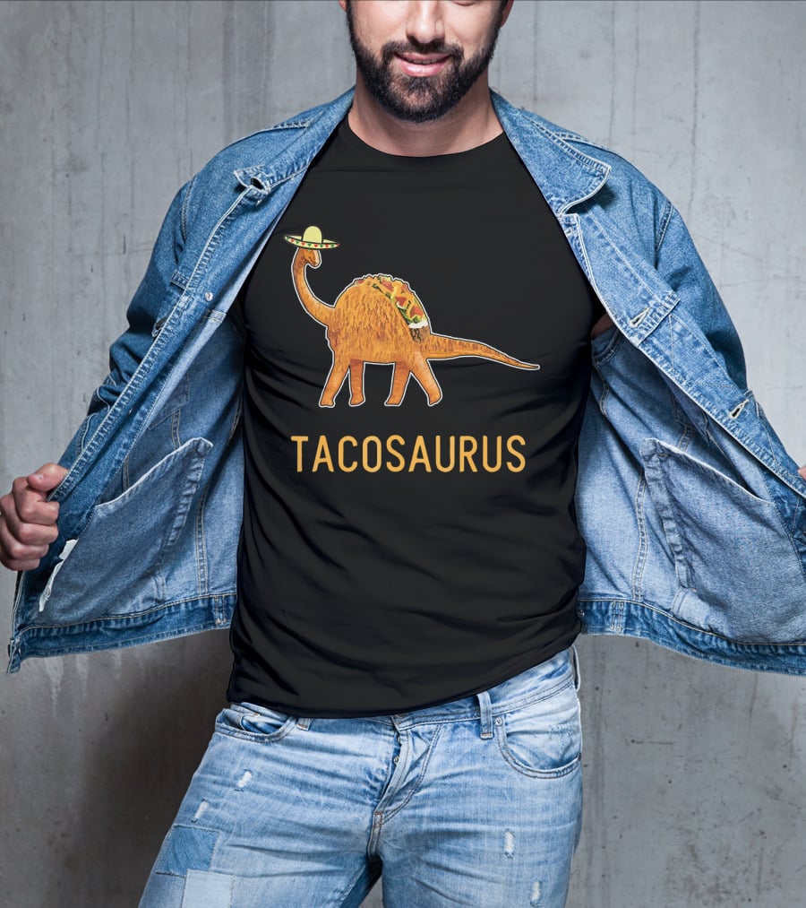 Funny Cinco De Mayo Tacosaurus Dinosaur In Sombrero With Taco Back T-Shirt