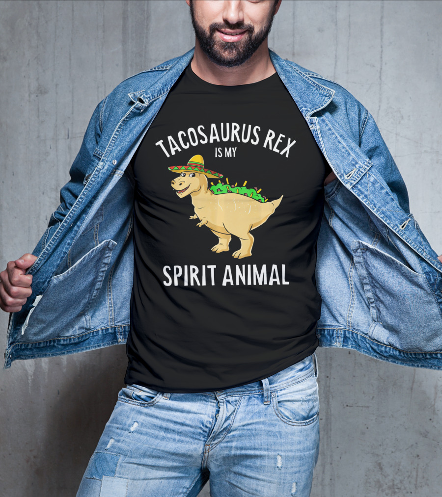 Tacosaurus Rex Is My Spirit Animal Sombrero Dinosaur With Taco Back T-Shirt