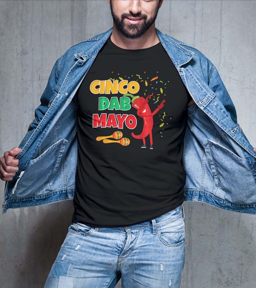 Cinco Dab Mayo Pepper Celebration Maracas Fiesta T-Shirt