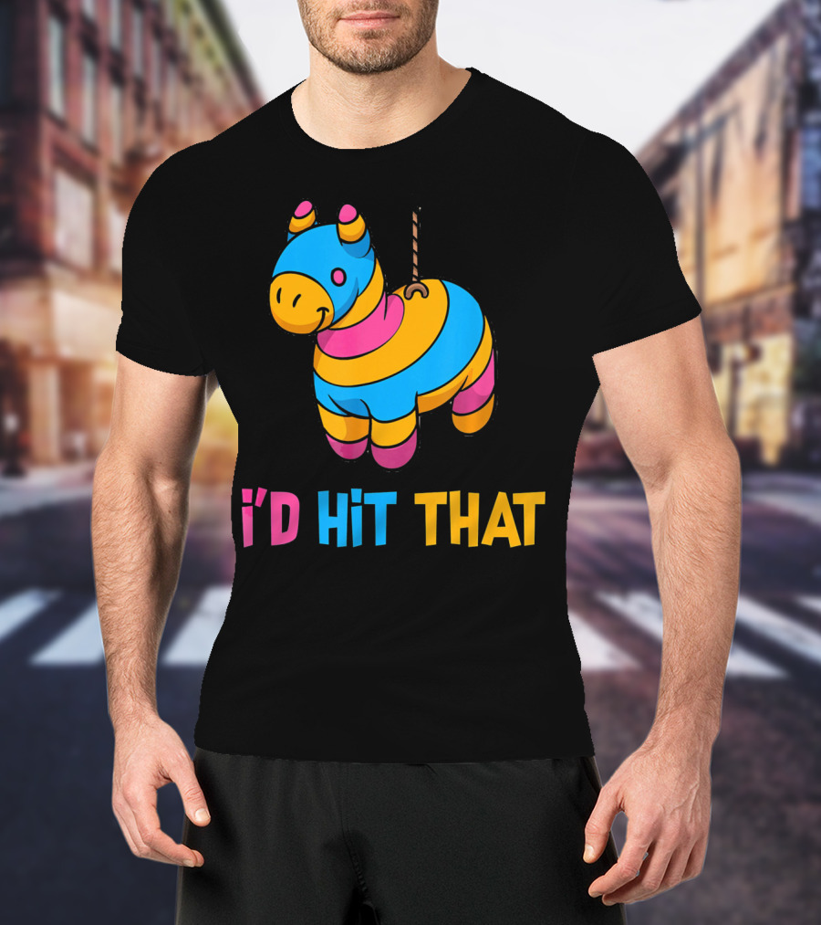Cute Mexican I'd Hit That Piñata Rope Hanging Colorful Donkey T-Shirt