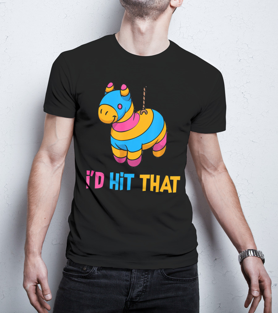 Cute Mexican I'd Hit That Piñata Rope Hanging Colorful Donkey T-Shirt
