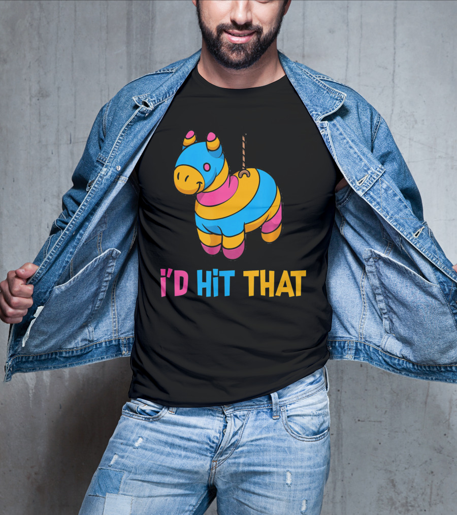 Cute Mexican I'd Hit That Piñata Rope Hanging Colorful Donkey T-Shirt