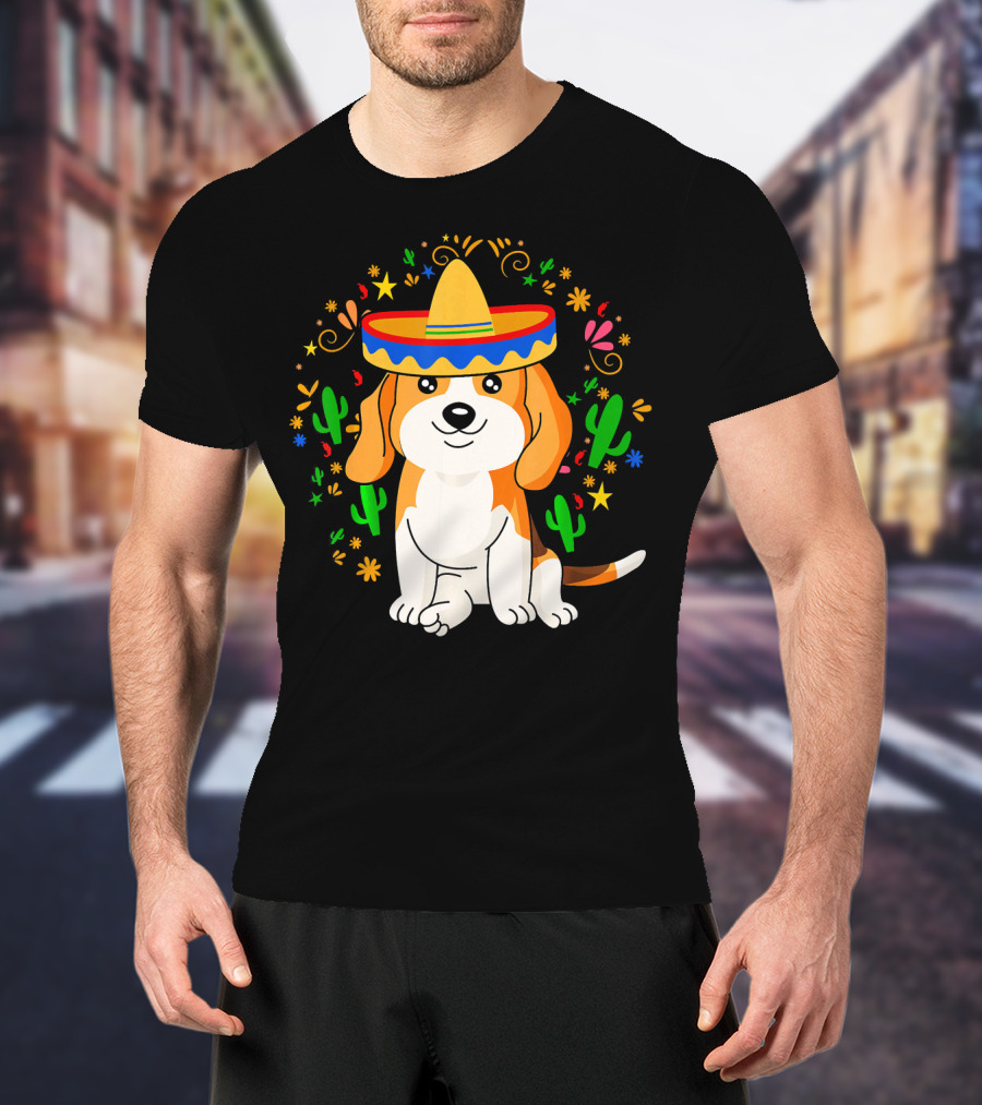 Cinco De Mayo Beagle Sombrero Cactus T-Shirt