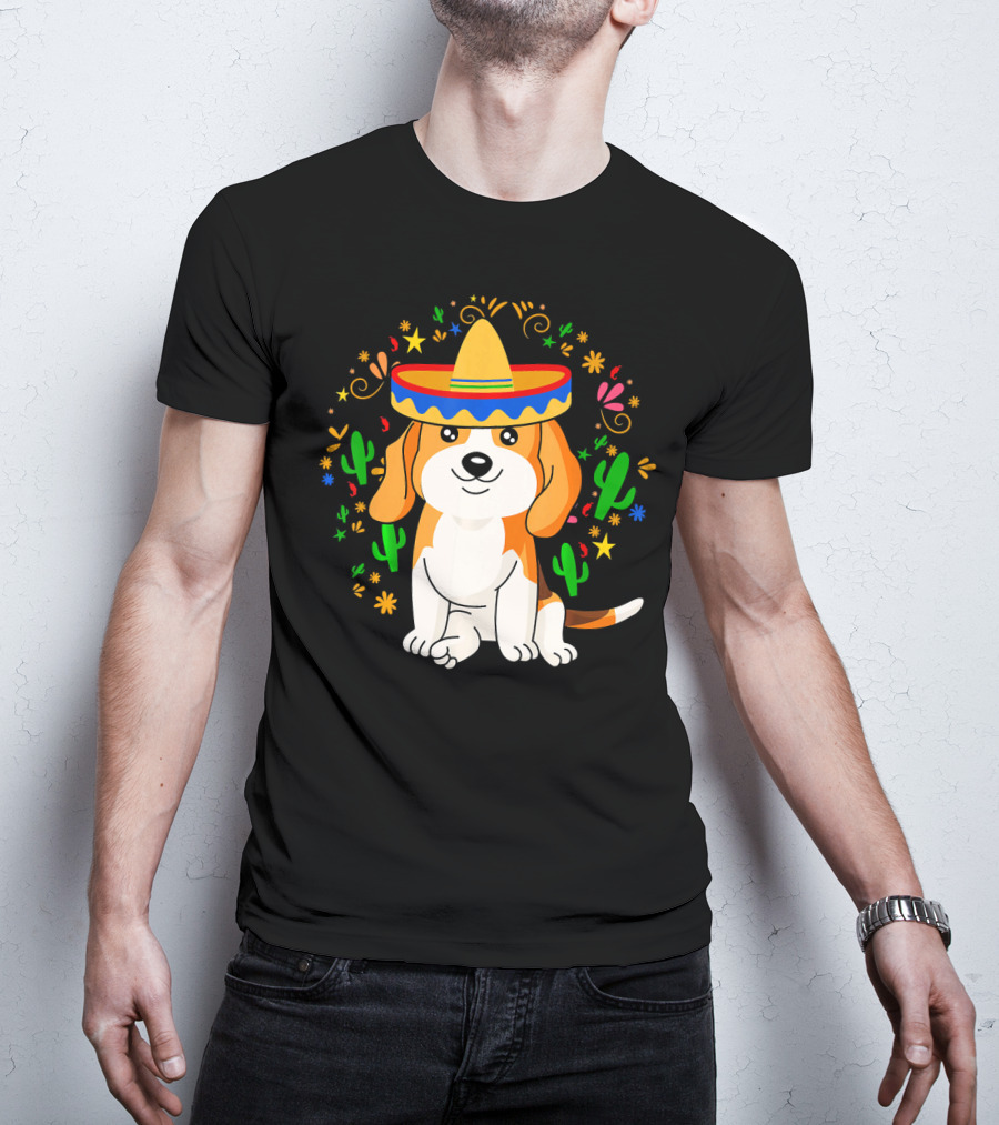 Cinco De Mayo Beagle Sombrero Cactus T-Shirt