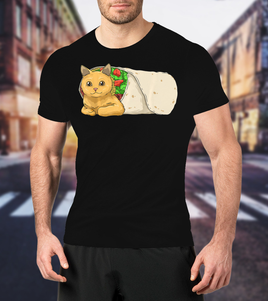 Cat Burrito Mexican Cat Cinco De Mayo Festive Humor T-Shirt