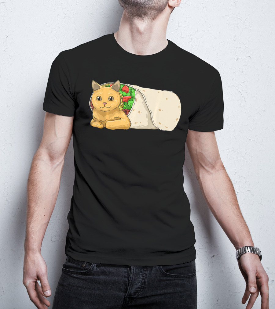 Cat Burrito Mexican Cat Cinco De Mayo Festive Humor T-Shirt