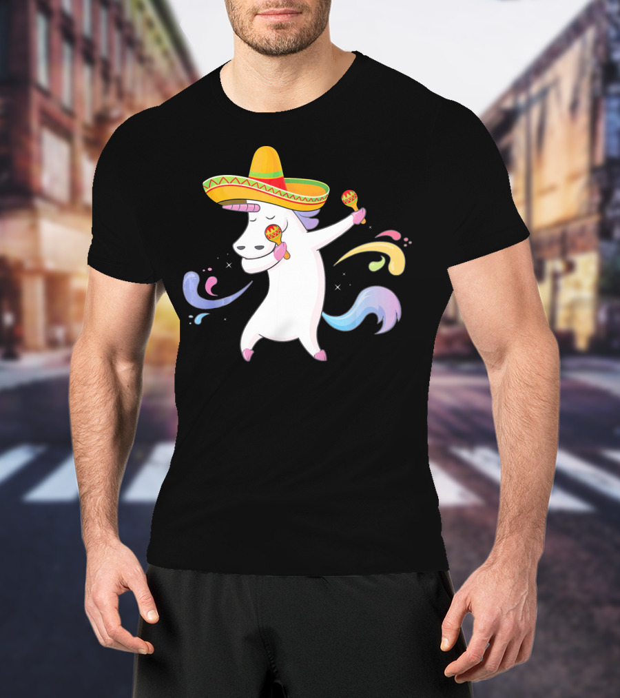 Cinco De Mayo Unicorn With Sombrero And Maracas T-Shirt