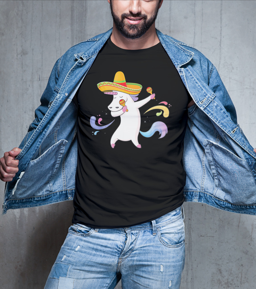Cinco De Mayo Unicorn With Sombrero And Maracas T-Shirt