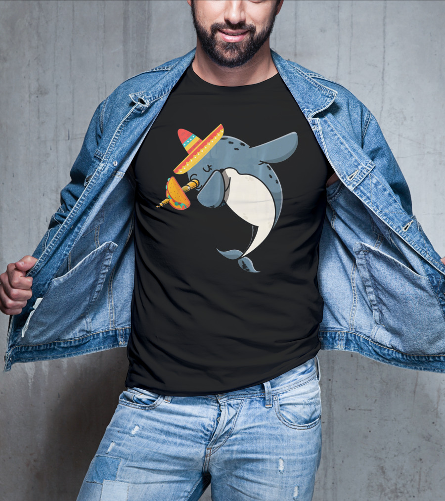 Narwhal Sombrero Taco Cinco De Mayo Funny Narwhal T-Shirt