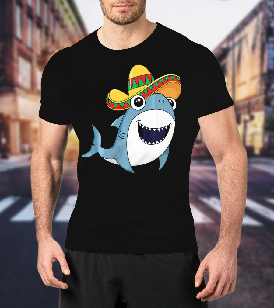 Kids Cinco De Mayo Sombrero Shark Boys Me T-Shirt