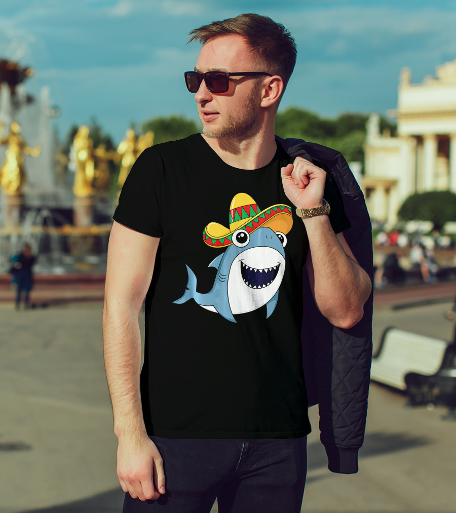 Kids Cinco De Mayo Sombrero Shark Boys Me T-Shirt