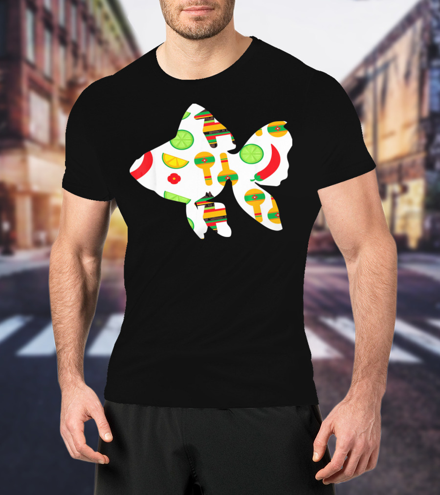 Funny Fish With Cinco De Mayo Maracas And Chili Peppers T-Shirt
