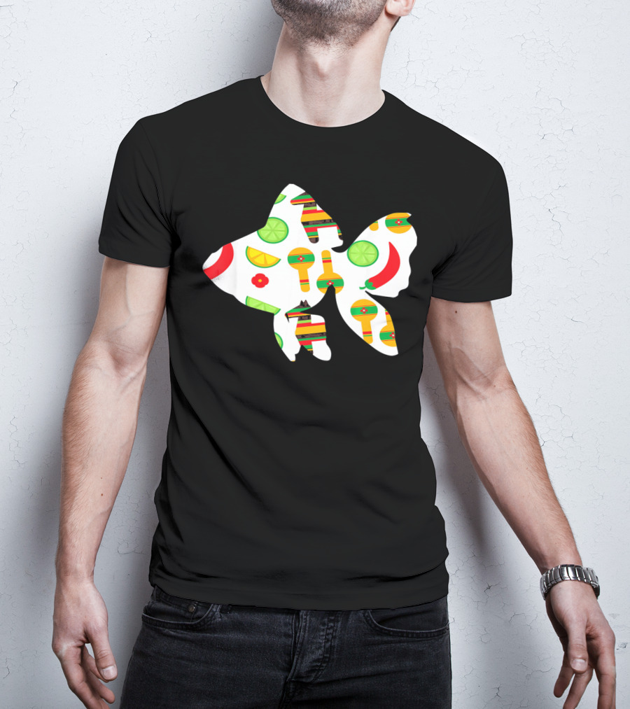Funny Fish With Cinco De Mayo Maracas And Chili Peppers T-Shirt