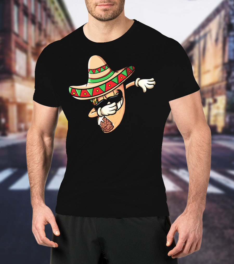 Funny Dabbing Taco Cinco De Mayo Fiesta Sombrero T-Shirt