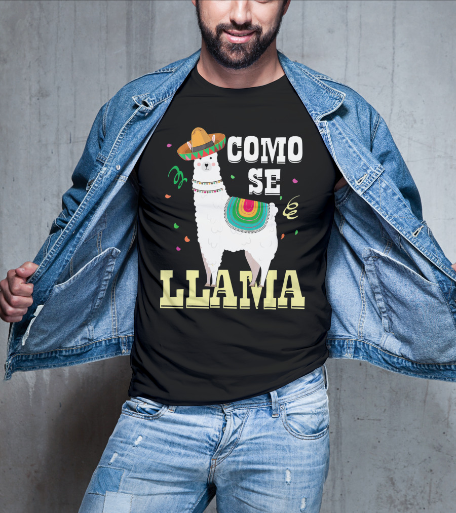 COMO SE LLAMA Cinco De Mayo Llama With Sombrero And Festive Colors T-Shirt