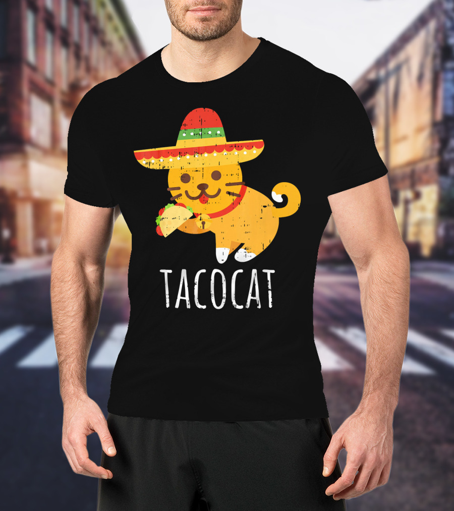 Tacocat Sombrero Taco Cat Funny Mexican Cinco De Mayo T-Shirt