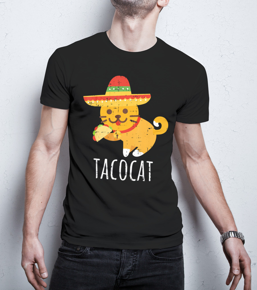 Tacocat Sombrero Taco Cat Funny Mexican Cinco De Mayo T-Shirt