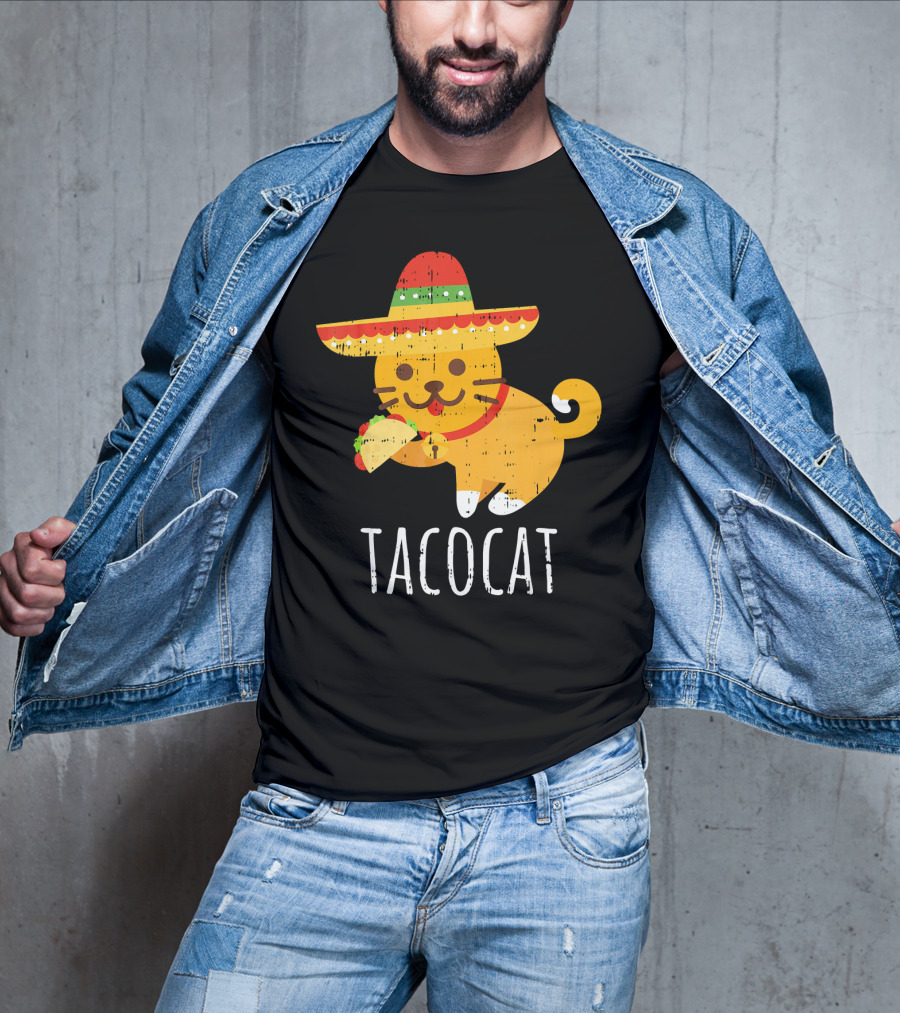 Tacocat Sombrero Taco Cat Funny Mexican Cinco De Mayo T-Shirt