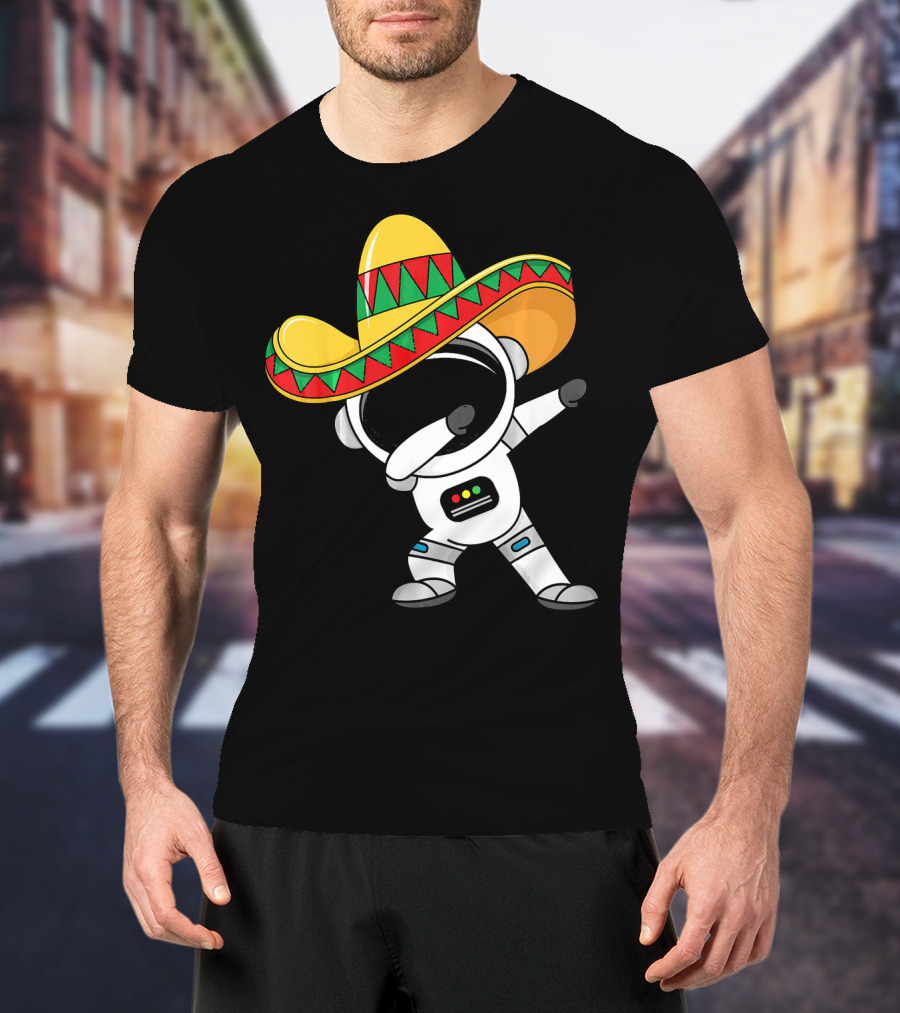 Kids Cinco De Mayo Astronaut Sombrero Dabbing T-Shirt