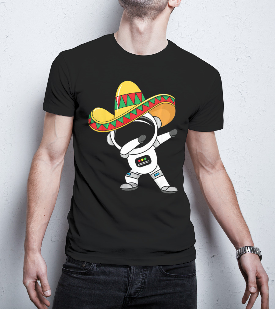 Kids Cinco De Mayo Astronaut Sombrero Dabbing T-Shirt