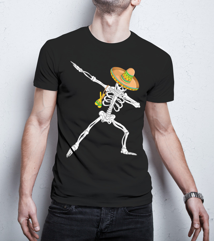 Cinco De Mayo Dabbing Skeleton Sombrero Dance T-Shirt