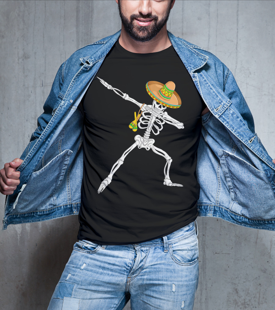 Cinco De Mayo Dabbing Skeleton Sombrero Dance T-Shirt
