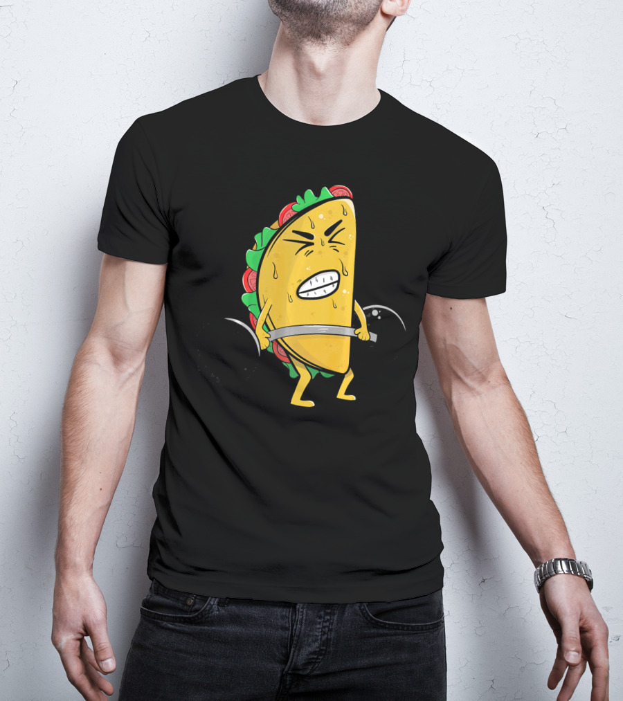 Funny Spanish Weightlifting Taco With Determined Expression T-Shirt