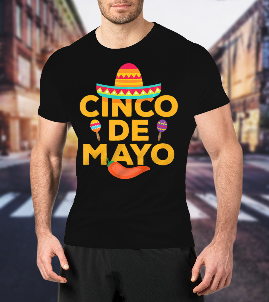 Cinco De Mayo Sombrero Maracas Pepper T-Shirt