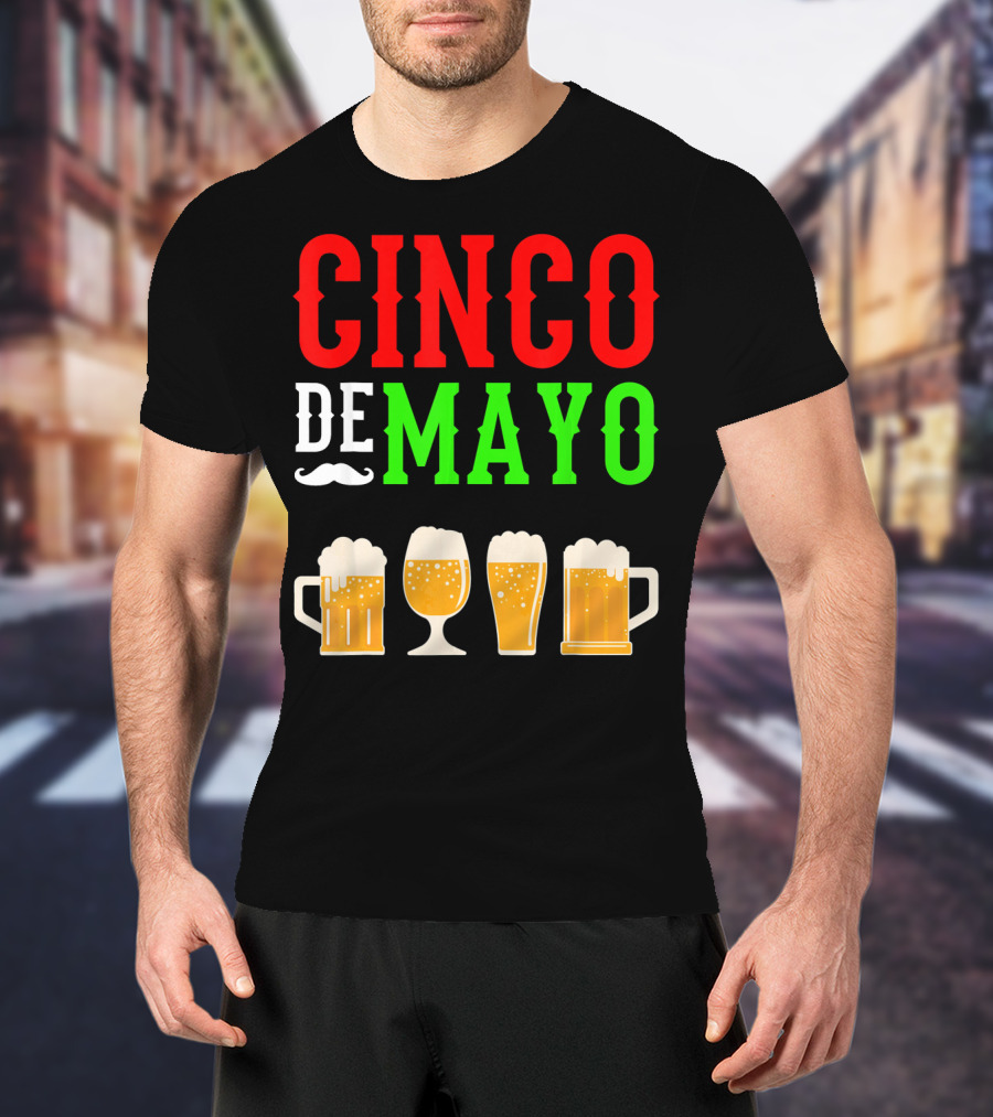 Cinco De Mayo Beer Glasses Funny Mexico T-Shirt
