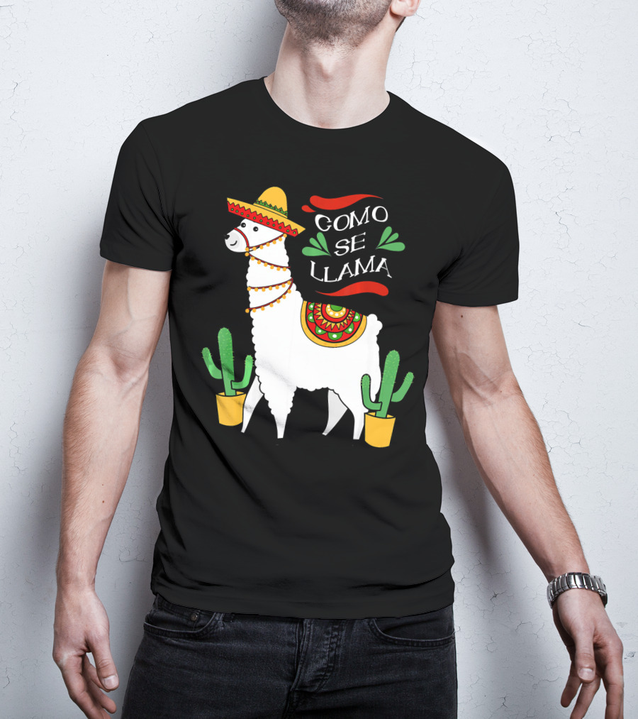 Como Se Llama Cactus Cute Llama With Sombrero Cinco De Mayo T-Shirt