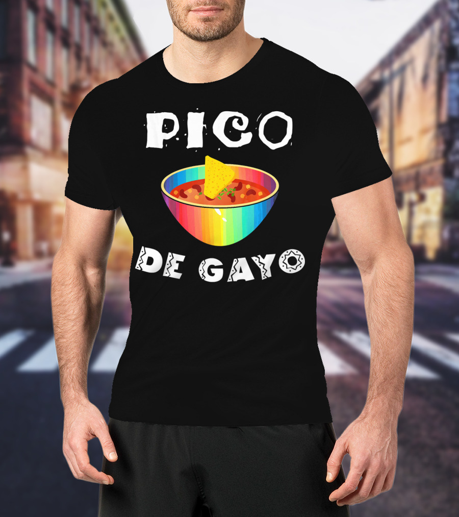 Pico De Gayo Funny Cinco De Mayo Rainbow Salsa Bowl With Chip T-Shirt