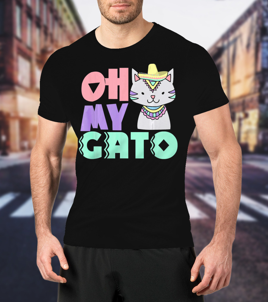 Oh My Gato Cinco De Mayo Cat Sombrero And Poncho T-Shirt