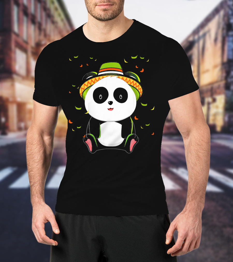 Cute Panda Bear With Sombrero For Cinco De Mayo 5th Of May T-Shirt