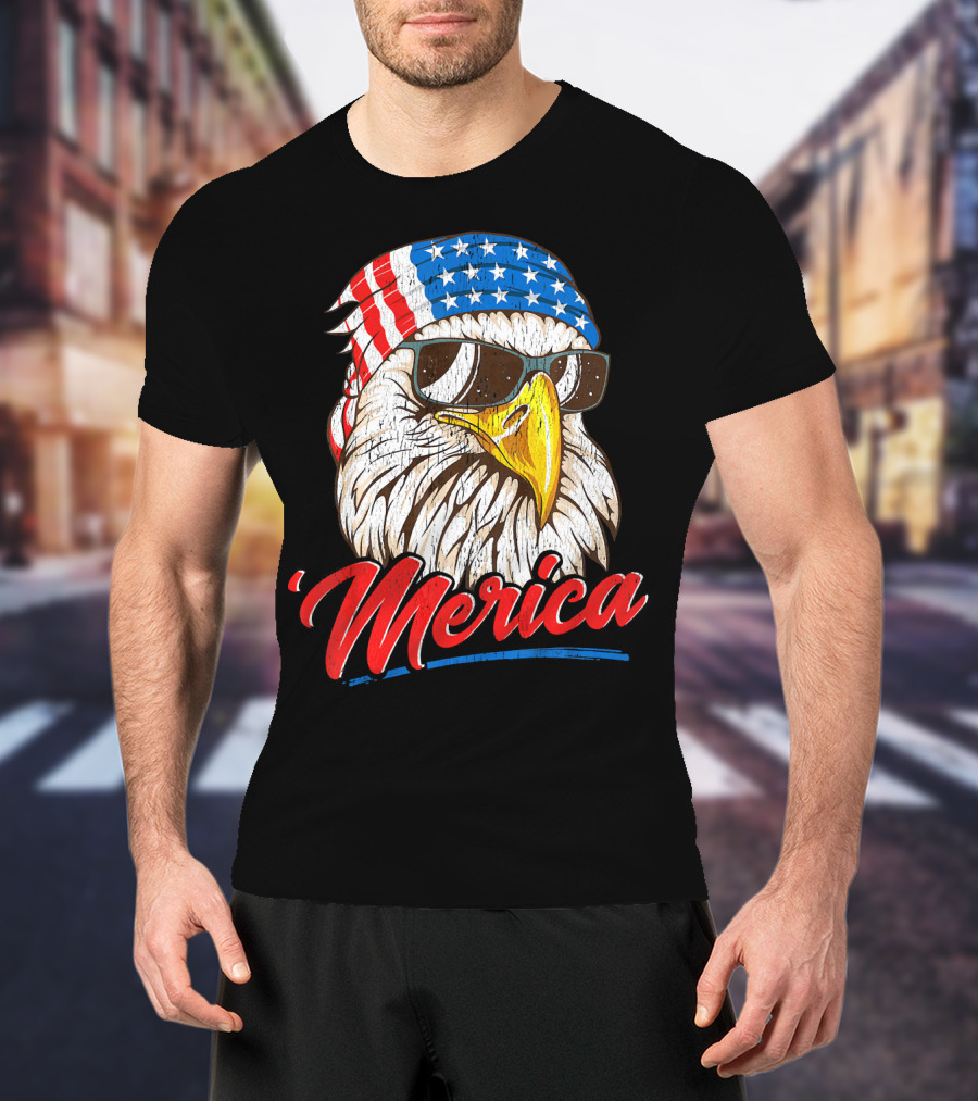 Merica Bald Eagle 80s Mullet Eagle Ameri T-Shirt