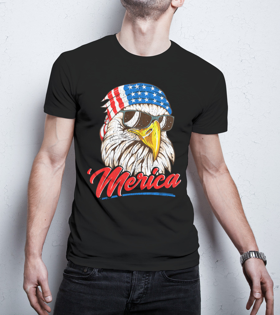 Merica Bald Eagle 80s Mullet Eagle Ameri T-Shirt