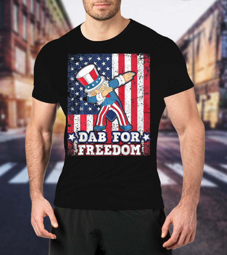 Uncle Sam Dabbing Dab For Freedom Patriotic Flag T-Shirt