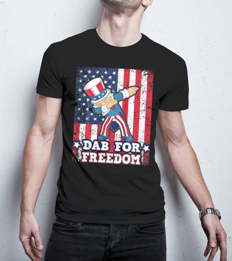 Uncle Sam Dabbing Dab For Freedom Patriotic Flag T-Shirt
