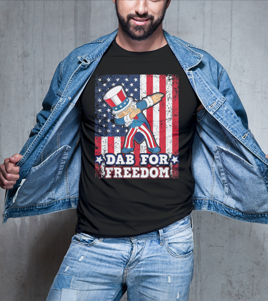 Uncle Sam Dabbing Dab For Freedom Patriotic Flag T-Shirt