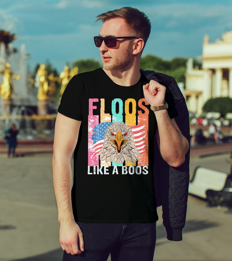 FLOOS Like A Boos Bald Eagle American Flag Vantage T-Shirt