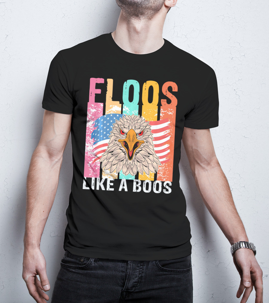 FLOOS Like A Boos Bald Eagle American Flag Vantage T-Shirt