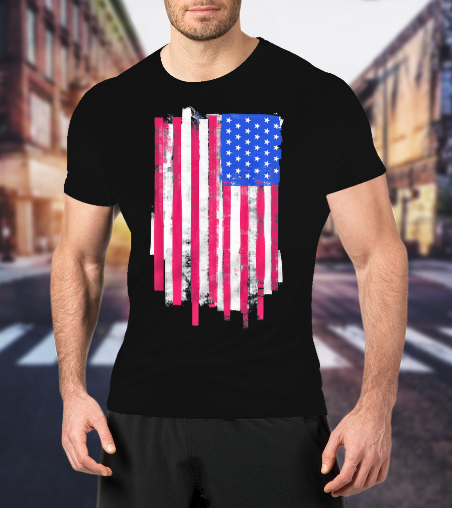 American Distressed USA Flag Patriotic T-Shirt
